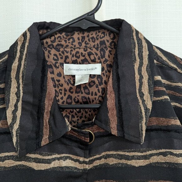 Christopher & Banks Women's Blazer Jacket M Button Down Brown Tapestry Style - Picture 2 of 8